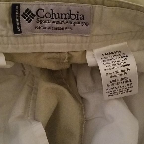 Columbia Khaki Pants w/ Side Zip Pocket 36/34 EUC - Picture 4 of 5